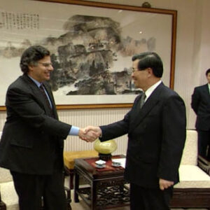 行政院院長蕭萬長接見1997年諾貝爾經濟獎得主麥倫．舒爾茨