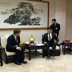 行政院院長蕭萬長接受德國明鏡周刊國外編輯史德安專訪