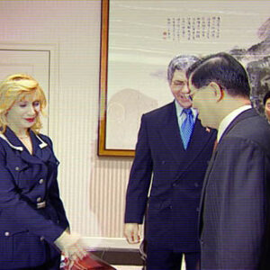 行政院院長蕭萬長接見多明尼加新聞局長德哈達夫婦