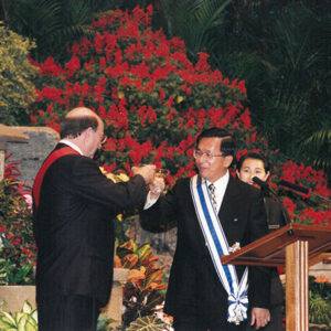 陳水扁總統於宜蘭以國宴款待多明尼加總統梅西亞前互贈勳章後舉杯互敬-陳水扁總統活動照片-MOFA109179CF-2020-12-PH00027-021